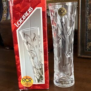 RCR Laurus Crystal Bud Vase 24% Lead Crystal Made in Italy New in Box